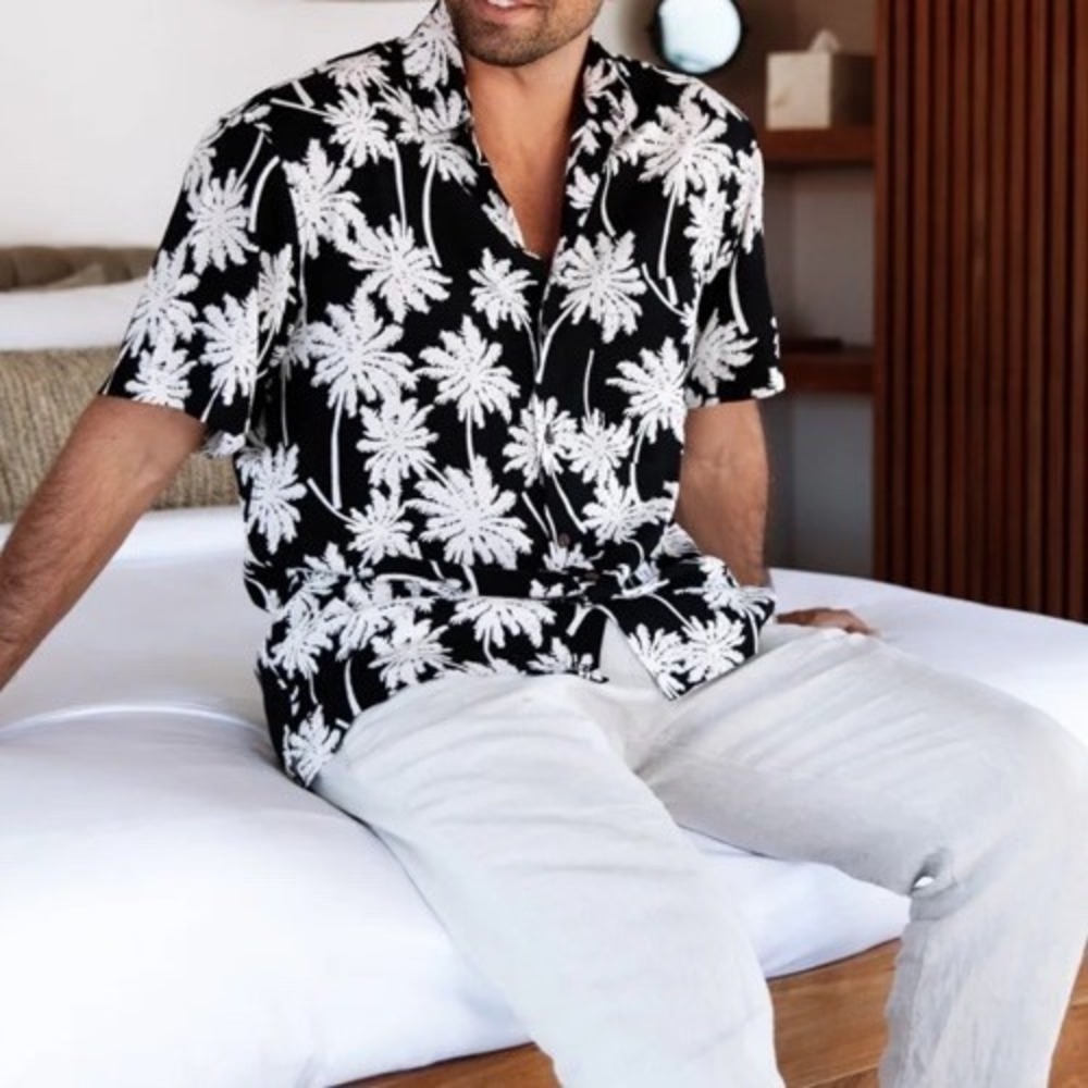 Kenny Flowers Men's black Hawaiian Shirt - The Moon Shine XXL